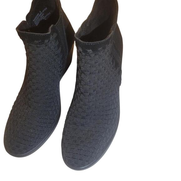 STEVE MADDEN MASSON SZ‎ 8 Chic Black Woven Wedge Ankle Booties - Picture 2 of 8